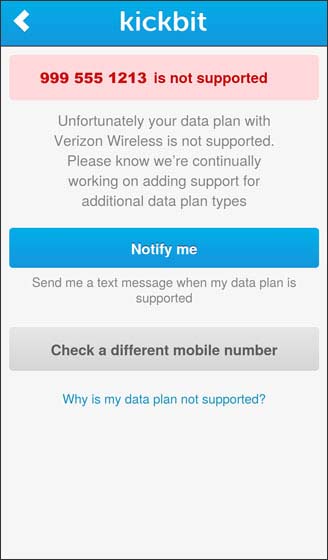 Data plan not supported