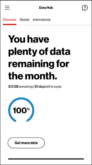 My Verizon App Prepaid Data Hub