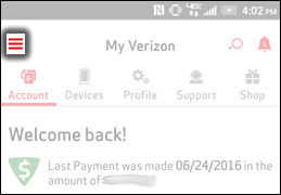 Tap the Menu Icon