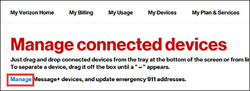 My Verizon Website Remove Connected Device E911