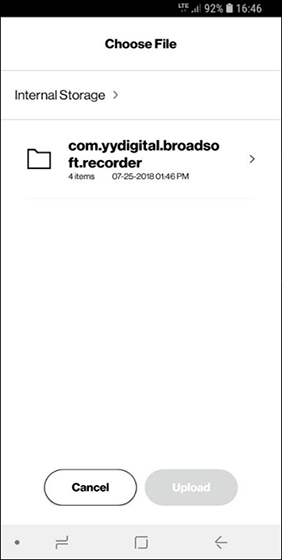 Choose folder for audio file