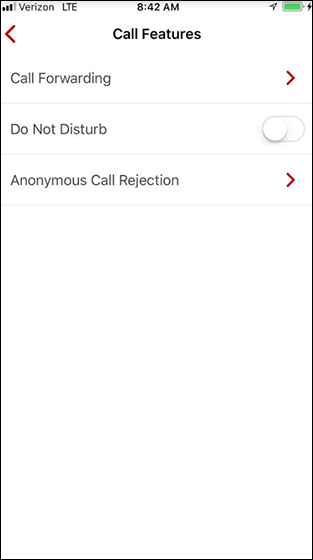 Call Features menu with emphasis on call forwarding