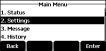 Settings menu