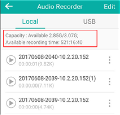 Remaining storage capacity Remaining storage capacity