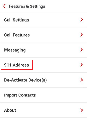 Features & Settings menu