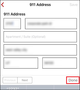 Enter/confirm 911 address