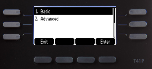 Settings screen with Basic highlighted Settings screen with Basic highlighted