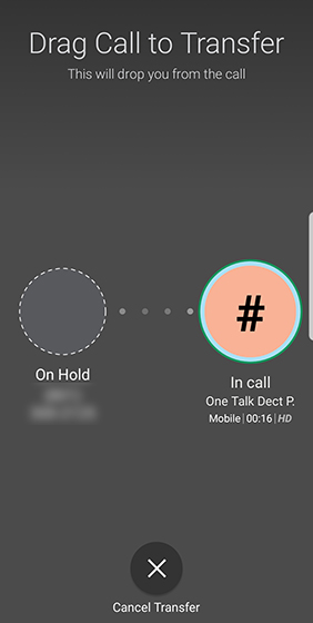 Call icon dragged to right circle