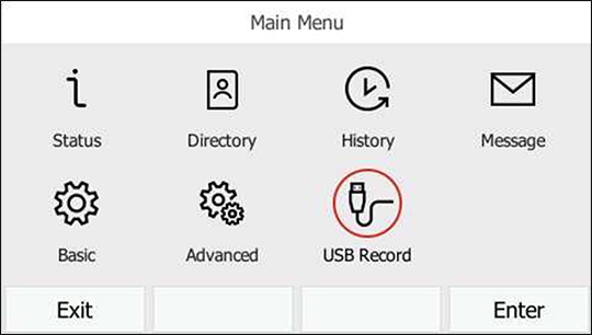 Select USB Record Select USB Record