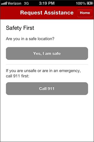 Select Yes, I am safe