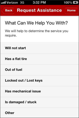 Select a vehicle issue