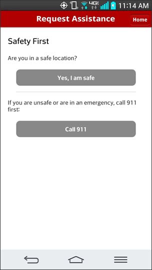 Select Yes, I am safe