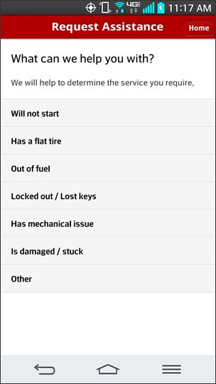 Select a vehicle issue