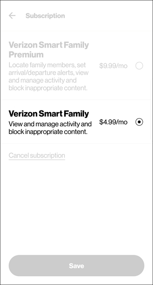 Subscription options with Verizon Smart Family plan