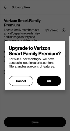 Confirmation prompt with OK