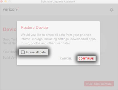 Click Restore Device Button