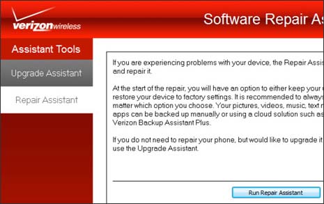 verizon software repair tool for windows 10