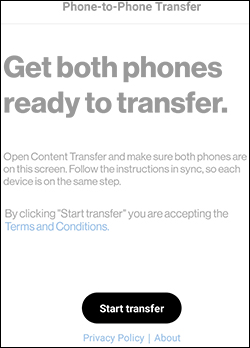 Tap Start Transfer