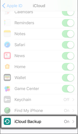Tap iCloud Backup