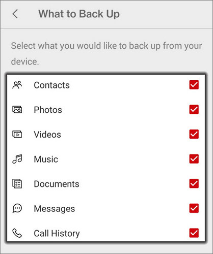 What to back up options What to back up options
