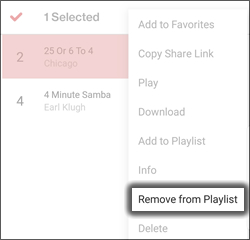Pulsa Remove from Playlist