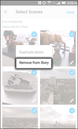 Tap Remove From Story