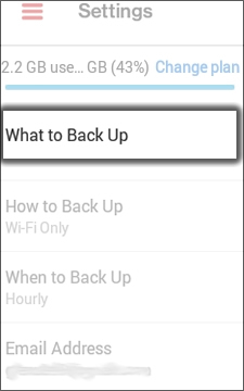 Tap What to Back Up