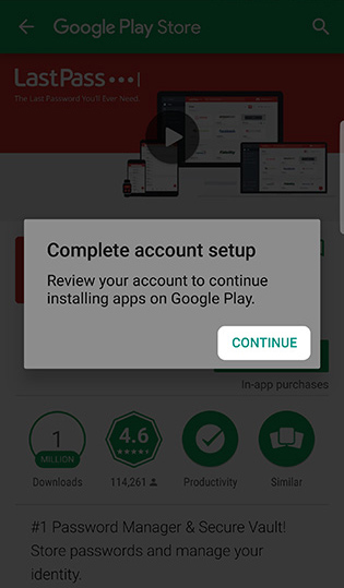 Google Play account setup
