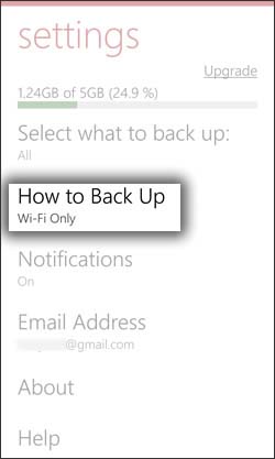 Tap How to Back up