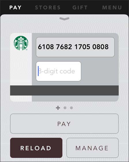 Starbucks app user interface with emphasis on menu selections and data entry fields.