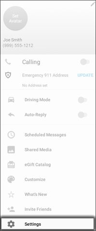 Tap Settings