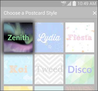 Tap a postcard style