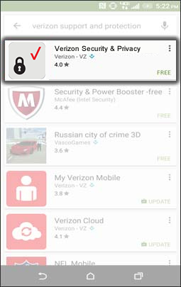 Tap Verizon Security & Privacy