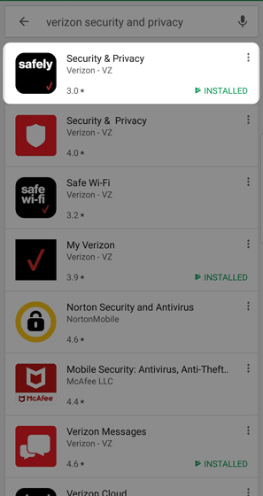 Tap Verizon Security & Privacy
