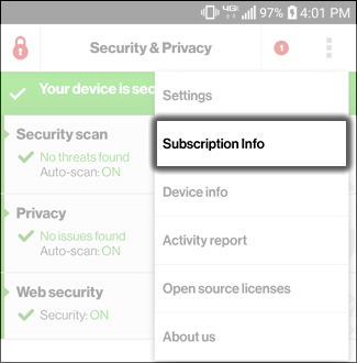 Tap Subscription Info