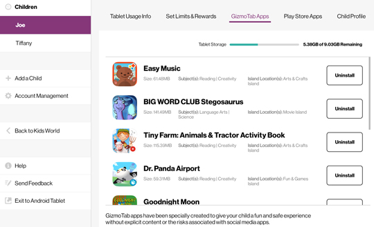Manage apps