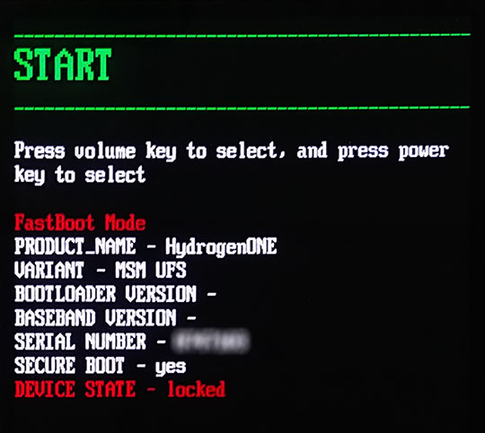 FastBoot menu
