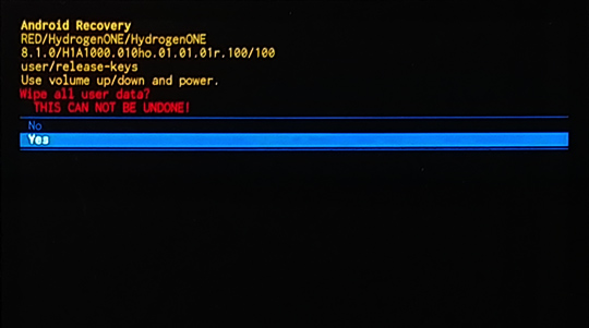 Confirm factory reset
