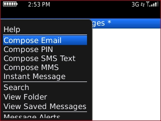Menú de mensajes con opción Compose email