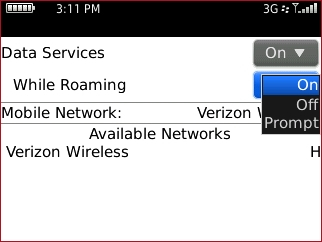 mobile network with while roaming with options