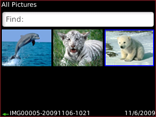 All pictures screen with available pictures