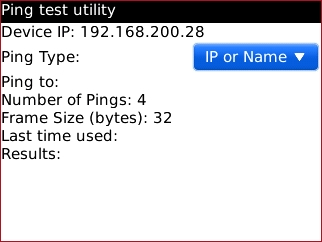 Ping test utility with current Ping Type