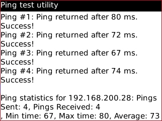 Ping test utility with results