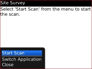 Site Survey menu with Start Scan