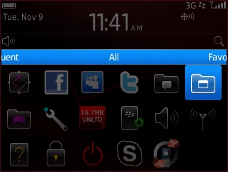 Bandeja All en la pantalla de inicio con Applications