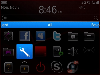 Home screen All tray with Options
