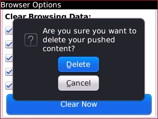 Mensaje de confirmación con botón Delete