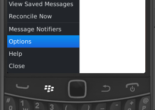 Menú Text Messages con opciones
