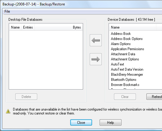 blackberry backup and restore close