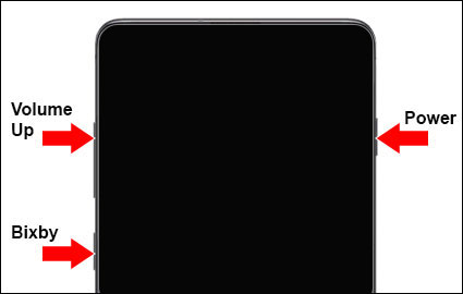 Power and Volume up buttons with Samsung logo